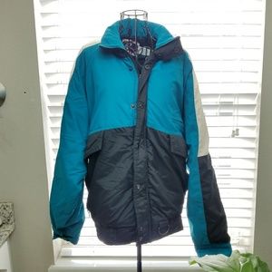 Vintage Alpine Ski Teal/Black Insulated Parka Coat